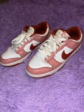 Nike Dunk Low Pink Red White 2023 Leather Sneakers FQ8876-616 Women's